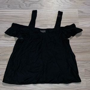 Topshop Black Velvet Cold Shoulder Top SZ 4